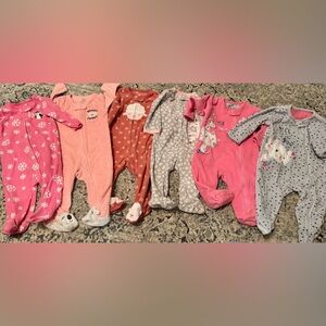Set of 6 - winter footed pajamas (fleece) 3-6 M